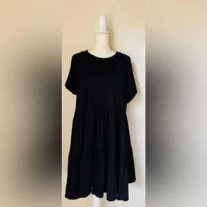 Old Navy 100% Cotton Black Tiered Short Sleeve Dress | Size XXL